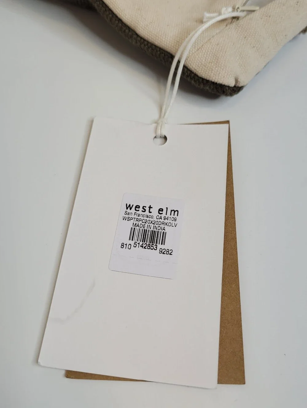 West Elm Wispy Tree Embroidered Pillow Cover Christmas Jute NEW